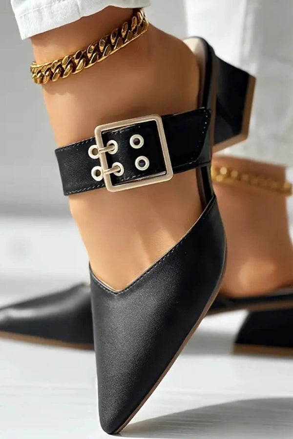 Rote Schlupf‑Pumps mit spitzem Zehenbereich und Blockabsatz